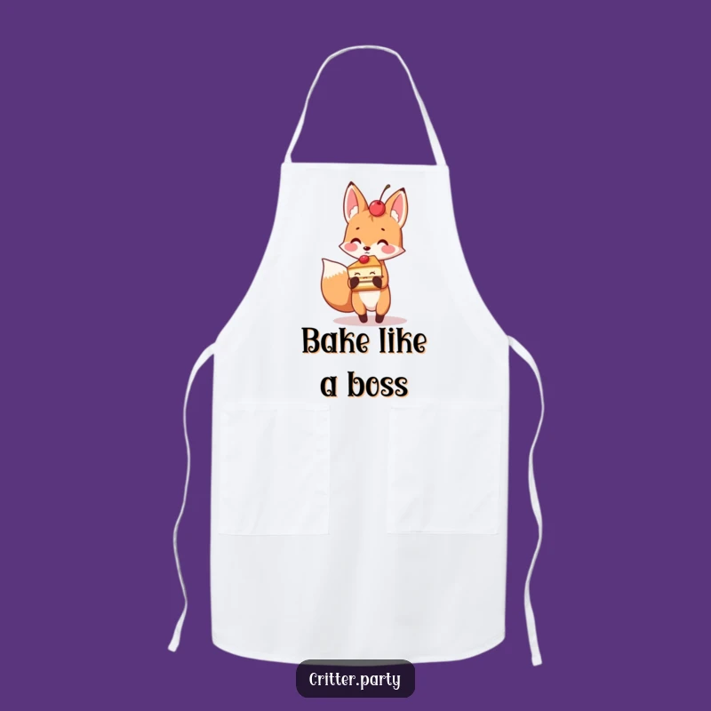 Funny Fox Cake Slice Apron: Hilarious Kitchen Wear for Sweet Bakers