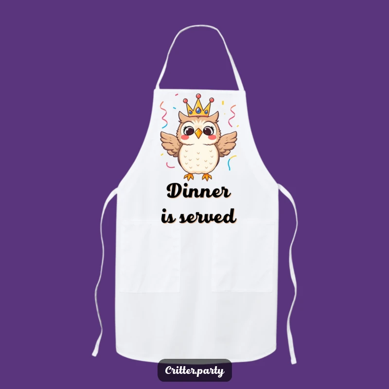 Funny Owl Crown Apron: Hilarious Kitchen Wear for Festive Cooks