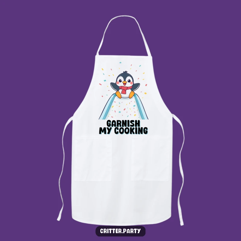 Funny Penguin Slide Apron: Cook with Joyful Flair