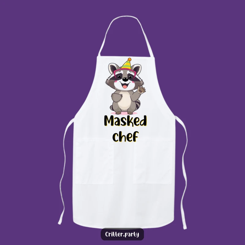 Funny Raccoon Party Mask Apron: Kitchen Fun with Clapping Character