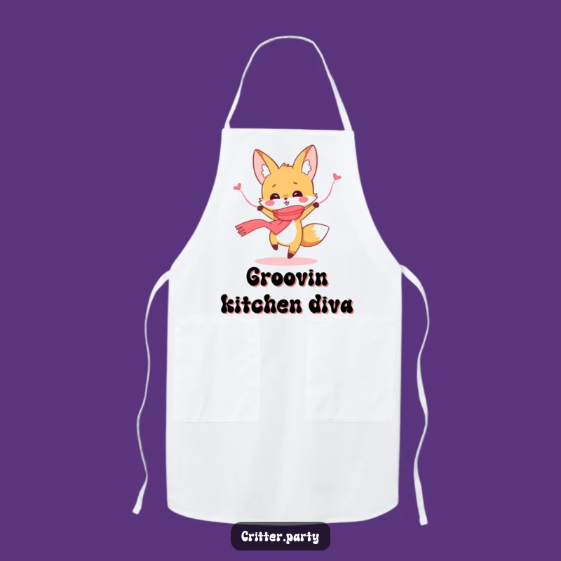 Funny Dancing Fox Apron: Cute Streamer Scarf Kitchen Fun, a Hilarious Funny Chef's Gift!