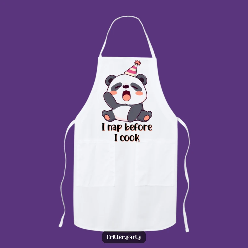 Funny Sleepy Panda Yawning Party Hat Apron - Cook with Hilarious Comfort!