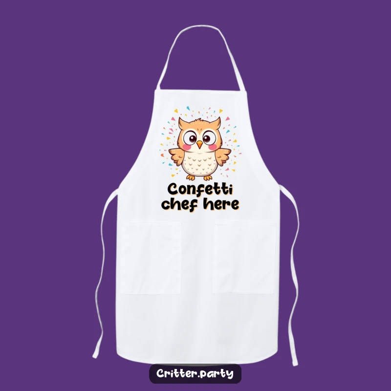 Kitchen Fun Funny Kawaii Owl Confetti Explosion Apron, Humorous Cooking Gift