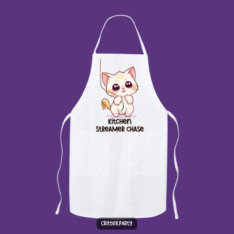 Funny Cat Streamer Apron: Cook Up Fun with Playful Kitchen Flair