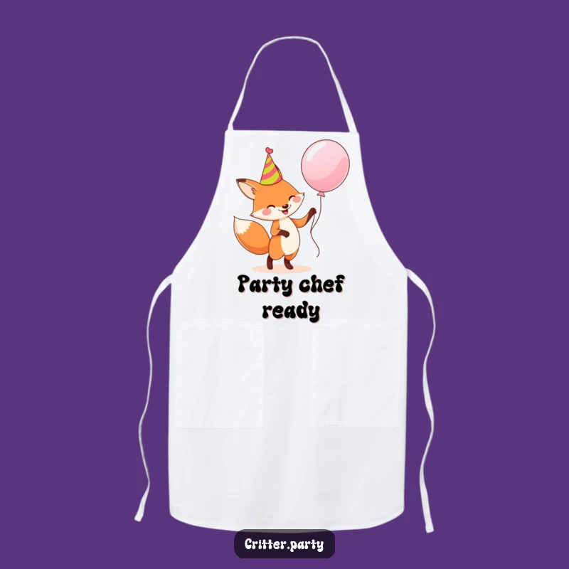 Funny Fox Party Apron: Dancing with Balloon, Kitchen Humor Gift
