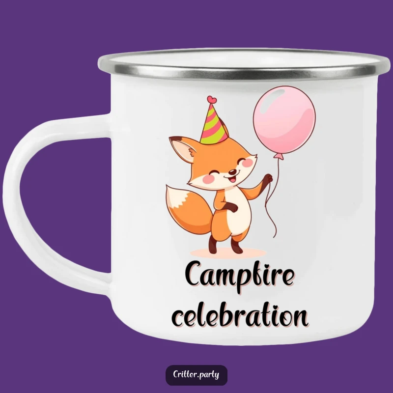 Funny Fox Camp Mug: Dancing with Balloon, Outdoor Humor Gift