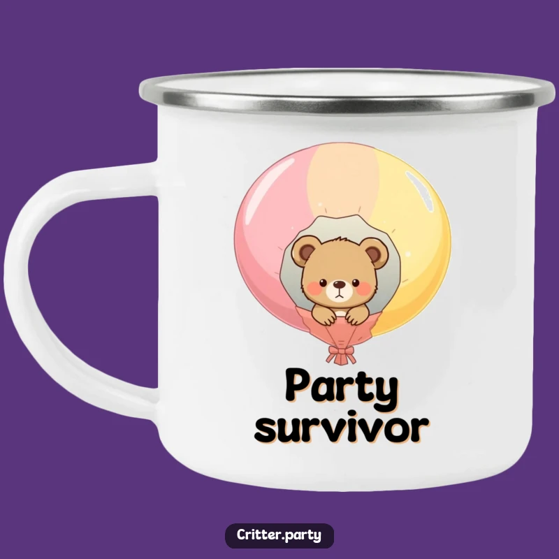 Funny Bear Cub Balloon Pop Camping Mug: Durable Adventure & Funny Gift