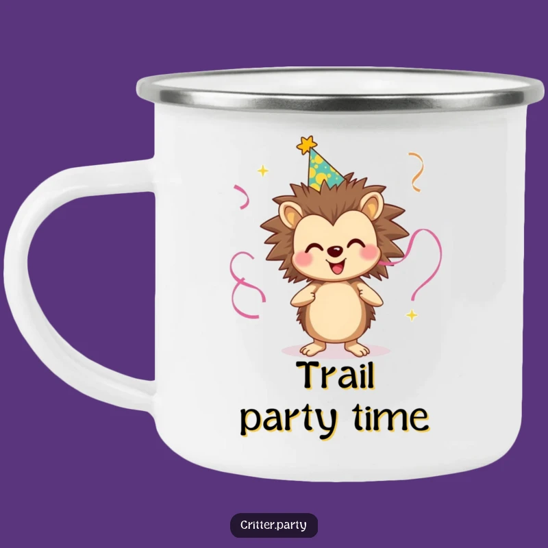Funny Hedgehog Party Camping Mug - Durable Enamel Mug for Adventures, Enjoy Coffee with Humor, Funny Gift