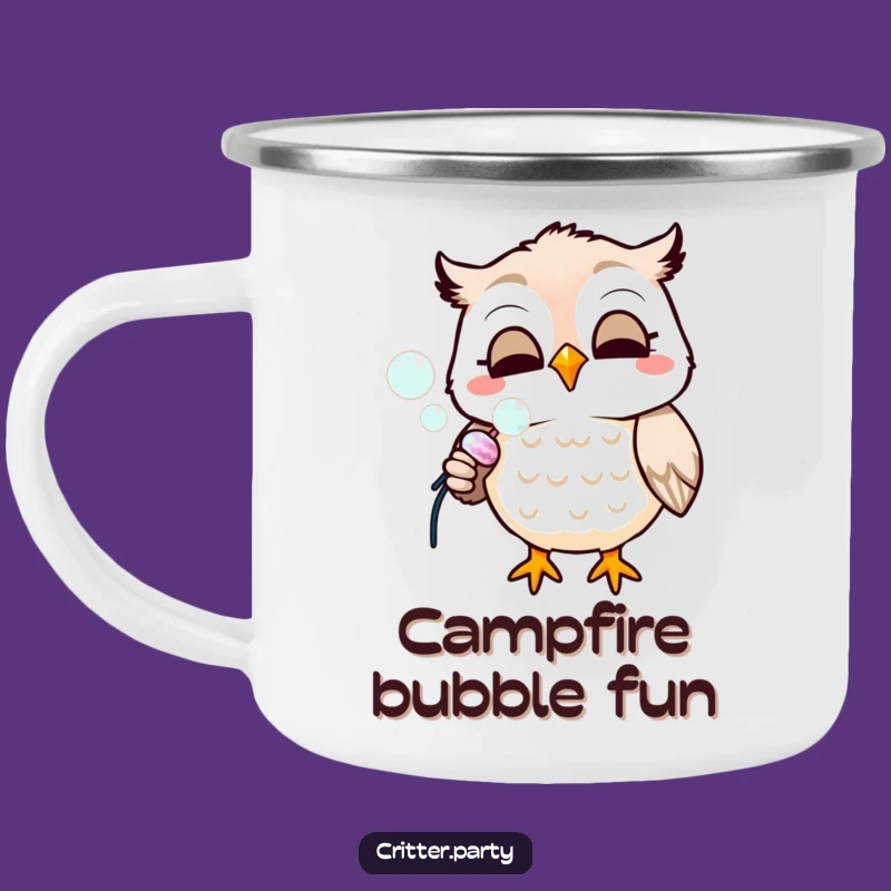 Funny Owl Party Camping Mug: Bubble Fun, Perfect Outdoor Gift
