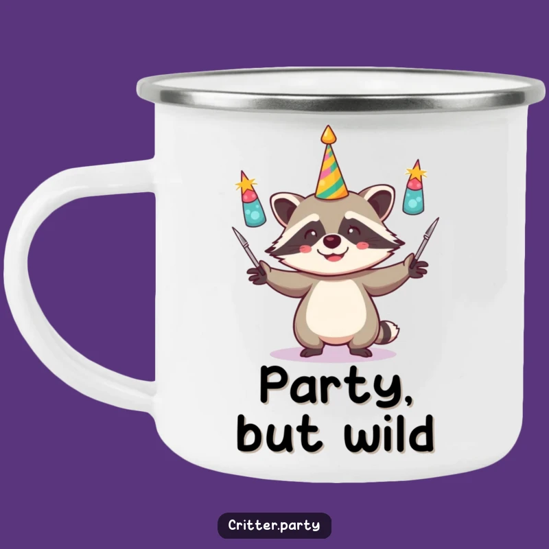 Funny Raccoon Juggling Horns Camping Mug: Campfire Fun and Funny Sips