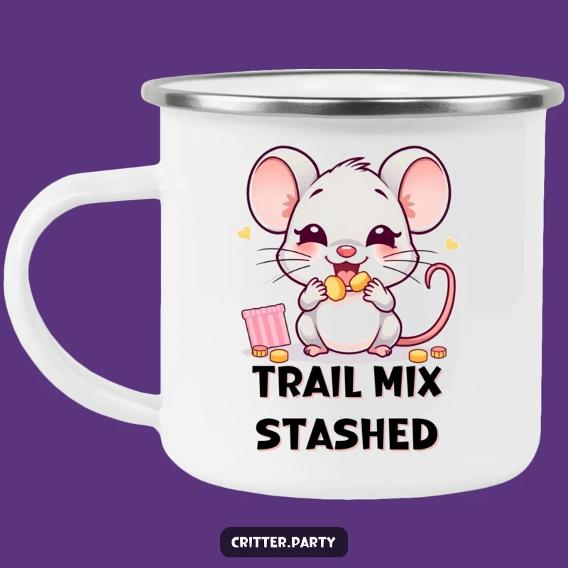 Funny Mouse Camping Mug: Sip Your Brew with this Snack-Loving Character