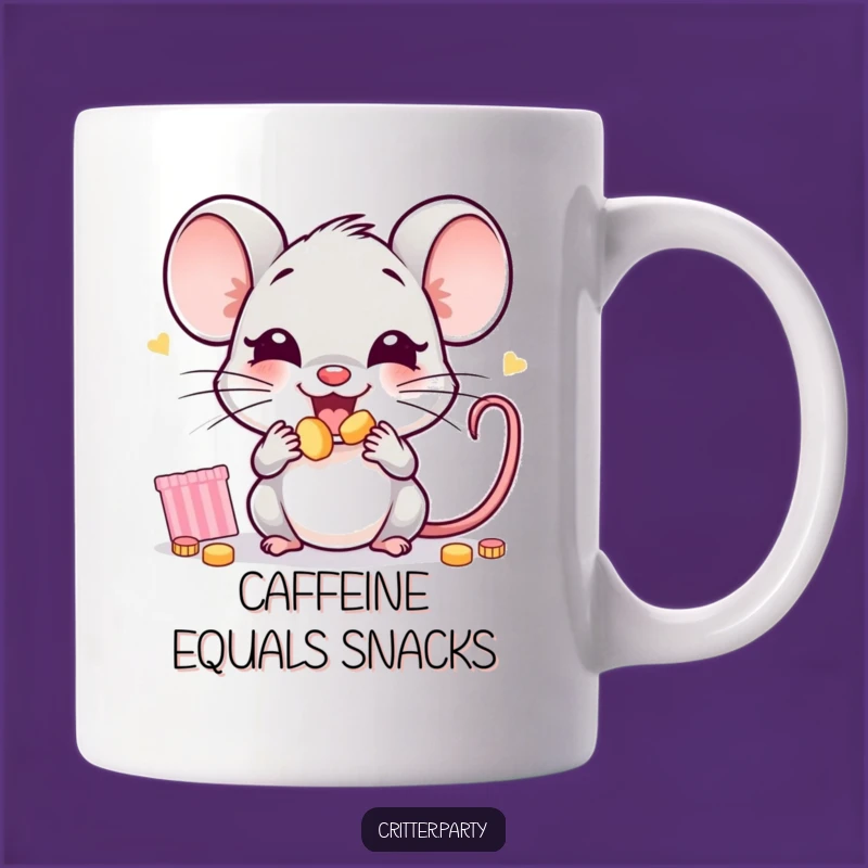 Funny Mouse Snack Mug: Joyful Character Stuffing Cheeks with Party Treats
