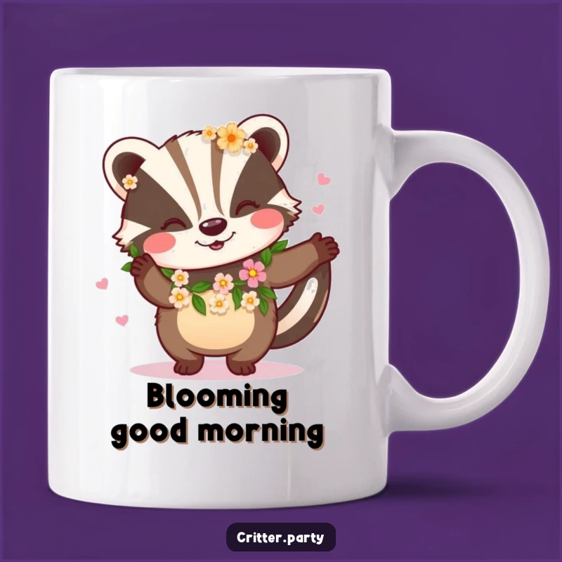 Funny Badger Flower Dance Mug: Joyful Character Perfect Funny Gift