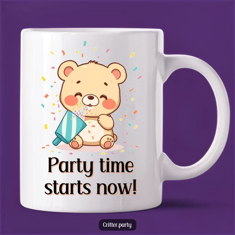 Funny Bear Cub Party Popper Mug: A Joyful Blast of Confetti Fun Gift