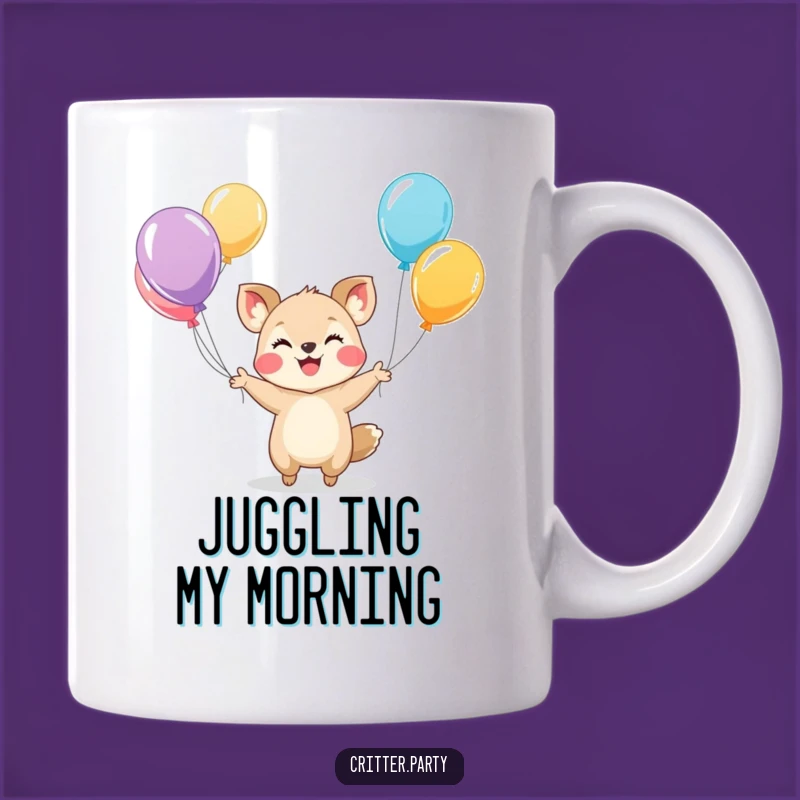 Funny Juggling Animal Mug: Brighten Your Day with Humorous Balloon Fun!