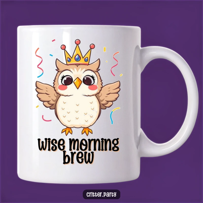 Funny Owl Crown Mug: Hilarious Royal Character for Festive Sips
