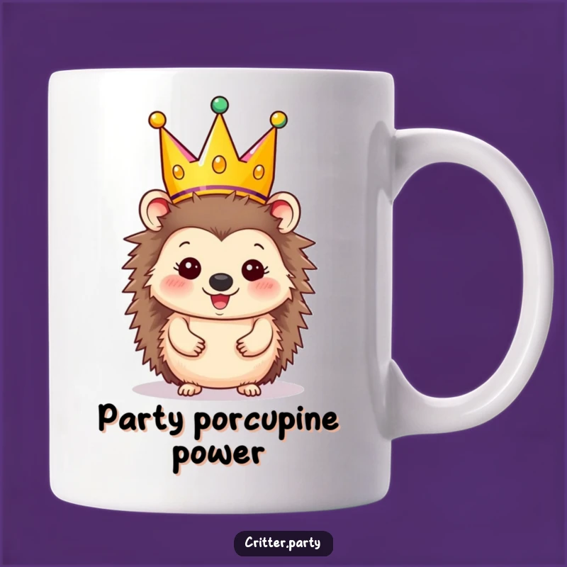 Funny Party Hedgehog Mug - Festive Crown Lover Gift