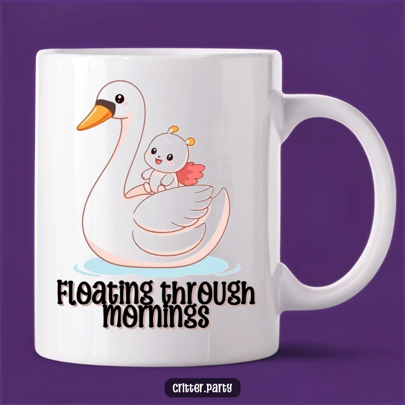 Funny Swan Rider Mug: Hilarious Critter Adventure, Perfect Funny Gift!