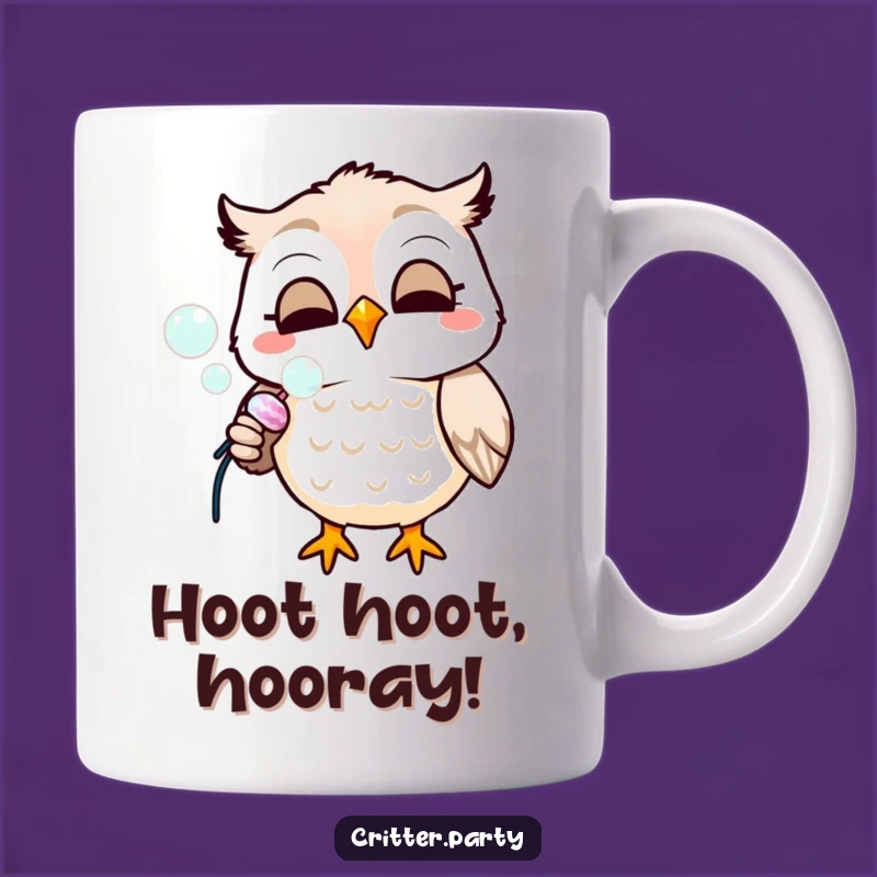 Funny Owl Party Mug: Whimsical Bubbles, Perfect Gift for Wise Crackers