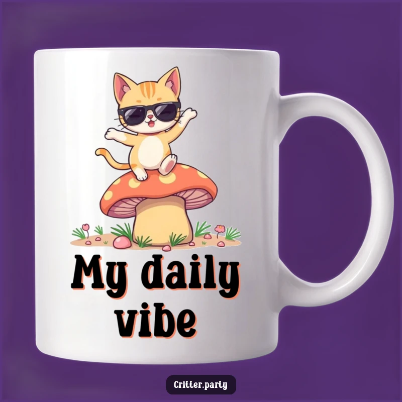 Funny Winking Cat Sunglasses Mushroom Dance Mug: The Purrfectly Hilarious Gift