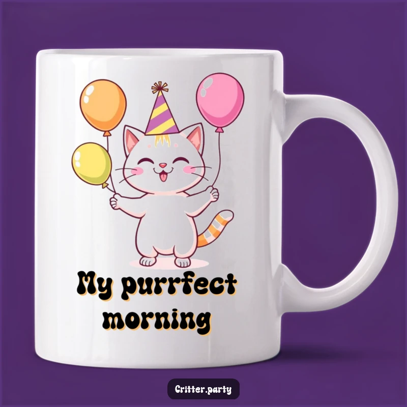 Funny Cat Party Hat Juggling Balloons Mug: The Purrfectly Hilarious Gift