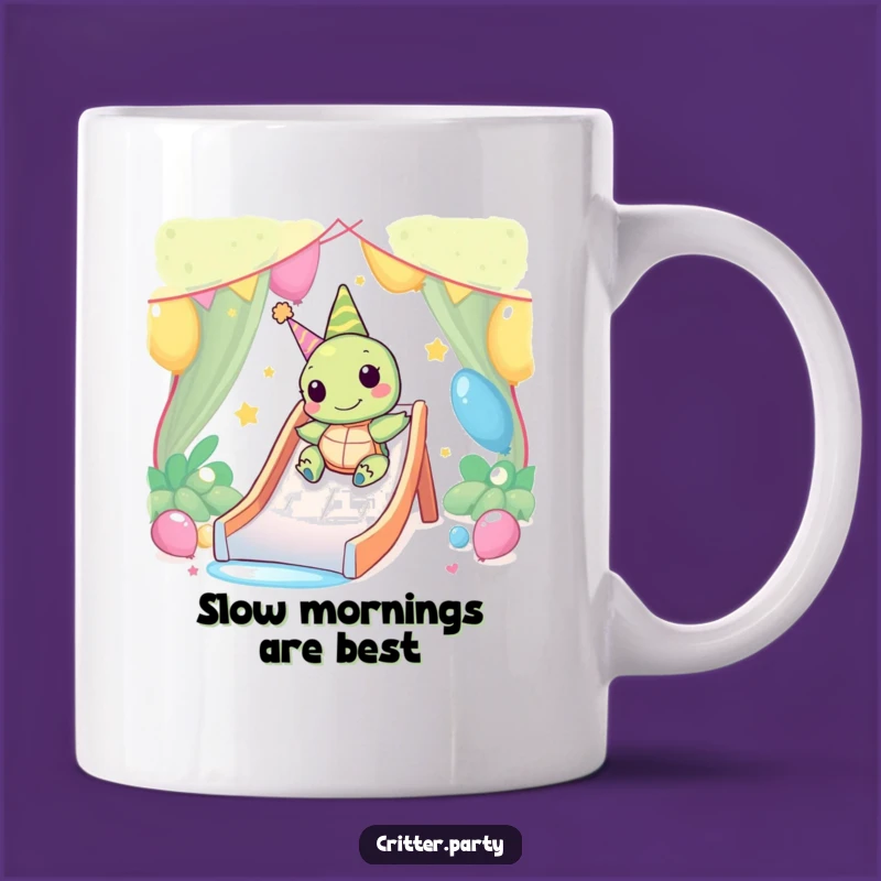 Funny Kawaii Turtle Party Slide Mug: Happy Slow Slide Gift for Chill Friends