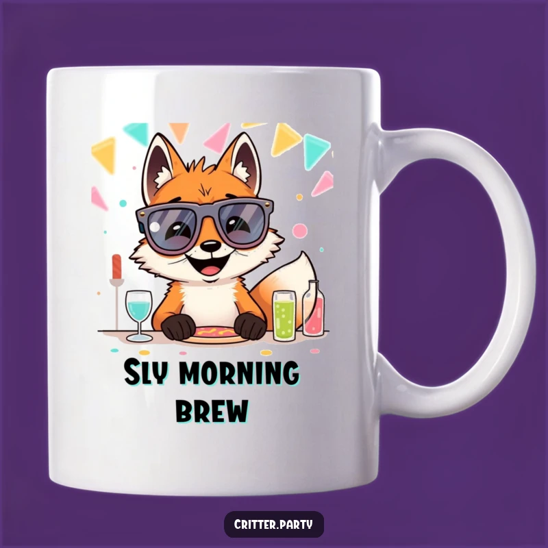 Funny Fox Party Glasses Mug: Hilarious Gift for a Sly Party Animal