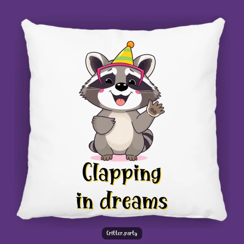 Funny Raccoon Party Mask Pillow: Cozy Cheerful Character Pillow