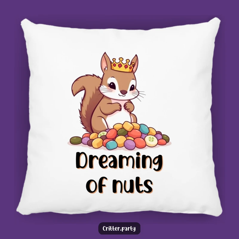 Funny Squirrel King Treats Pillow: Snuggle Up with Royal Comfort