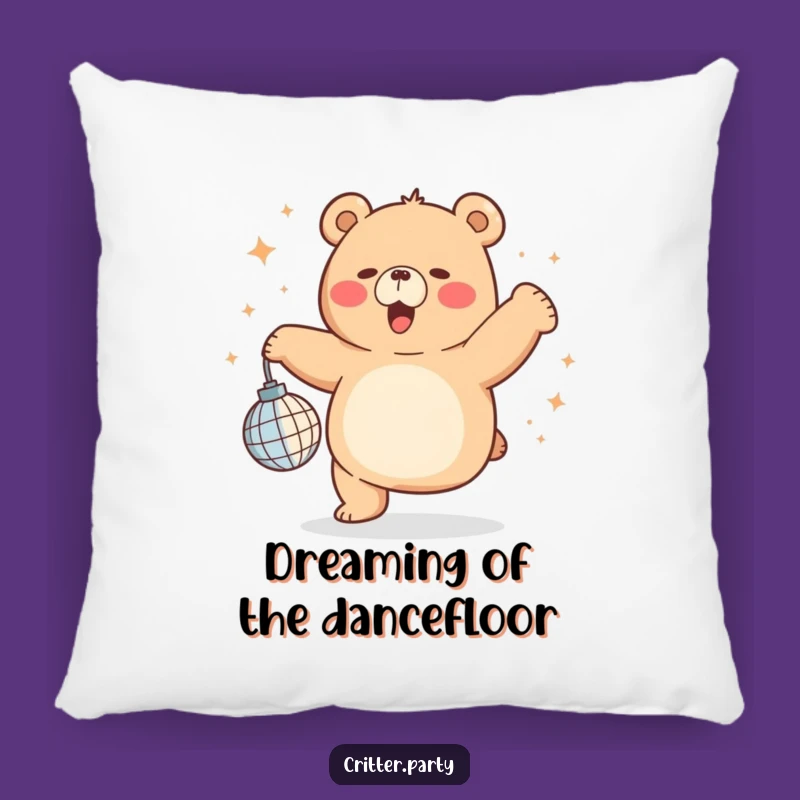 Cozy Funny Chubby Bear Disco Pillow: Cuddle Up with Dance Floor Fun