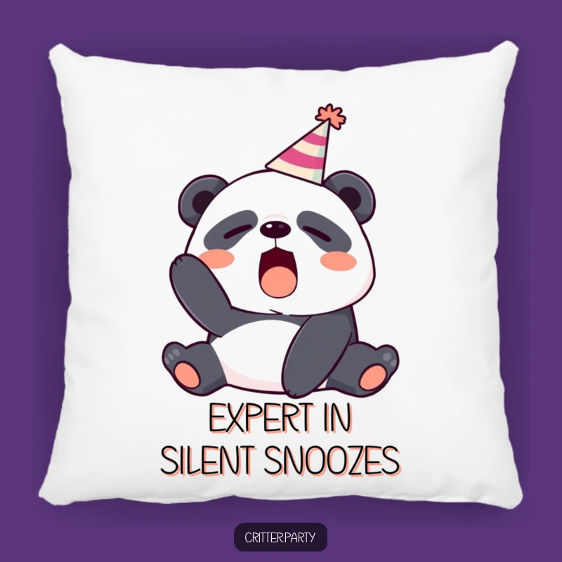 Funny Sleepy Panda Yawning Party Hat Pillow - Plush Comfort & Hilarious Decor!