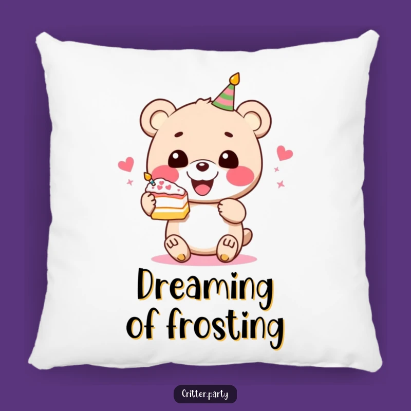Funny Bear Cake Pillow: Cozy Glee Bear Festive Comfort, Adorable Funny Gift