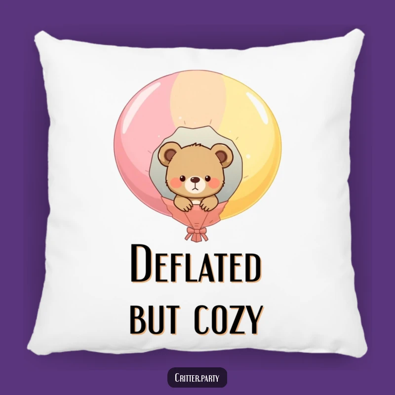 Funny Bear Cub Balloon Pop Pillow: Cozy Comfort & Funny Gift