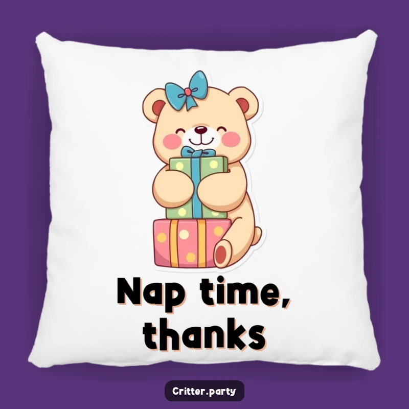 Funny Bear Hugging Presents Pillow: Snuggle Up with This Funny and Cozy Gift