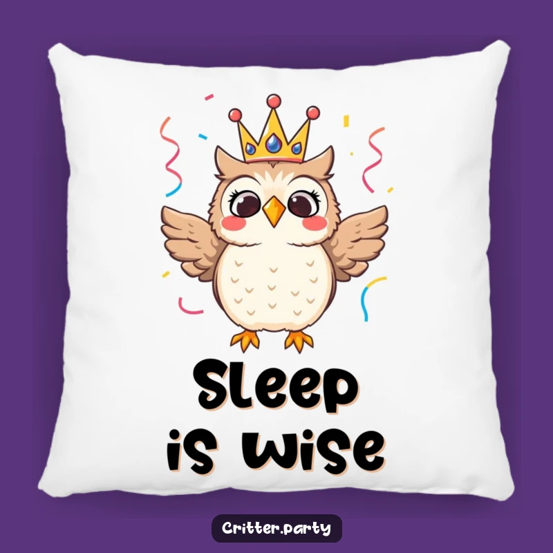 Funny Owl Crown Pillow: Hilarious Accent for Royal Comfort