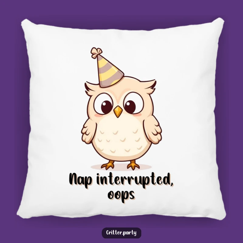 Funny Owl Pillow: Cuddle Up with this Surprised Character and Party Hat