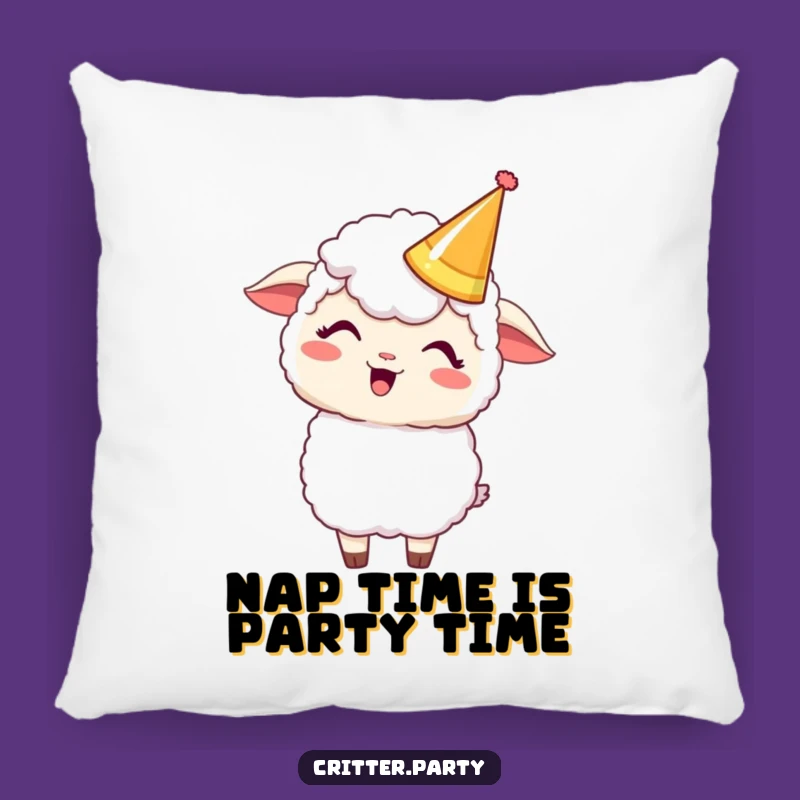 Funny Kawaii Sheep Party Crown Pillow: Cozy Giggling Sheep Cushion, Hilarious Decor Gift