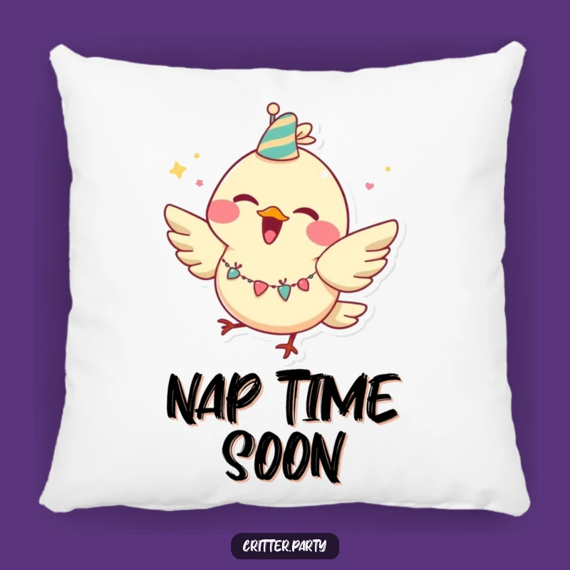 Funny Joyful Bird Party Pillow: Cozy Fluttering Character Accent Gift