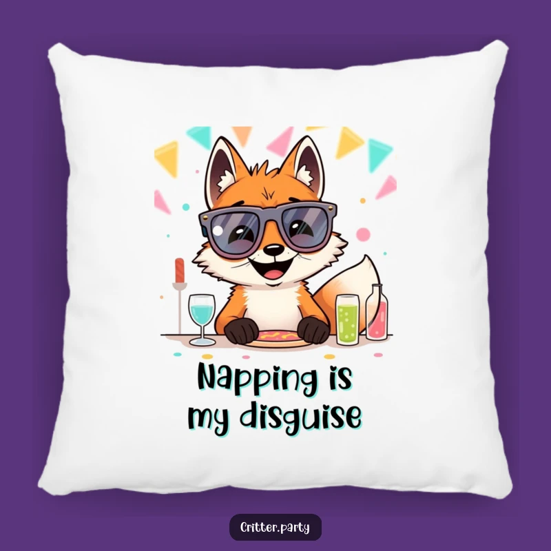 Cozy Funny Fox Party Glasses Pillow: Snuggle Up with Cheeky Charm
