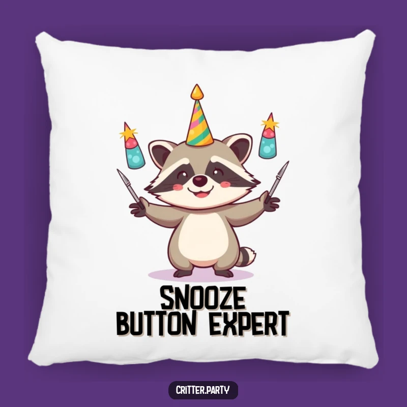 Funny Raccoon Juggling Horns Pillow: Cuddle Up with This Funny Party Pal