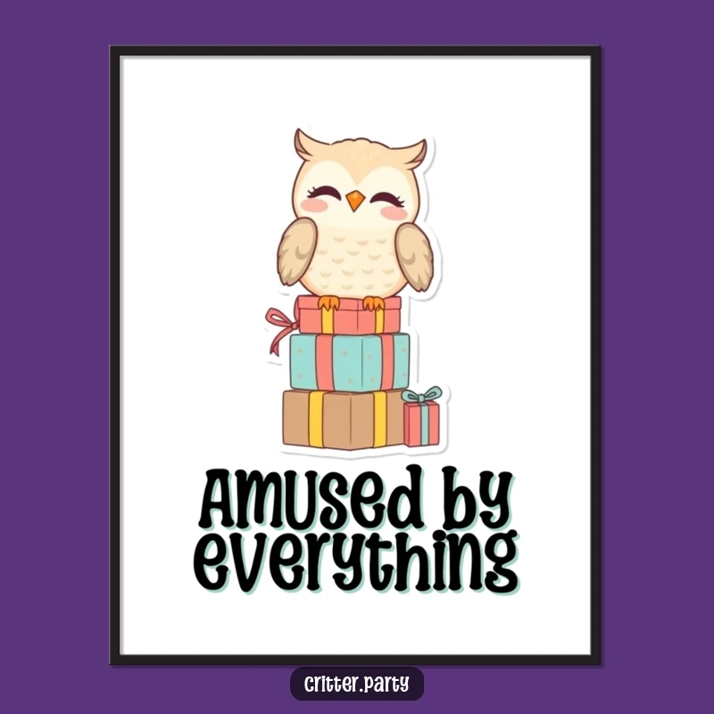 Funny Owl Digital Art: Decorate with This Hilarious Amused Perch for Witty Walls!