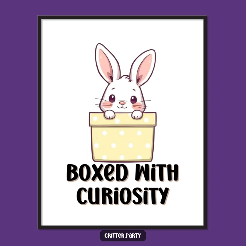 Funny Rabbit Digital Art: Decorate with This Hilarious Gift Box Peek for Whimsical Walls!