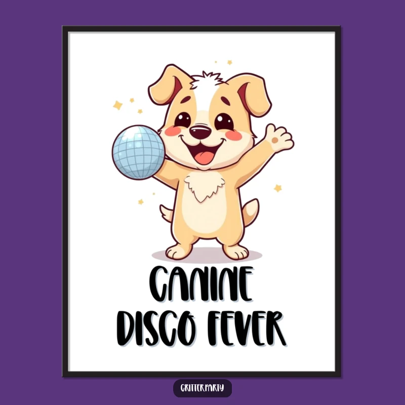 Funny Dog Disco Ball Digital Art: Hilarious Printable for Instant Party Decor