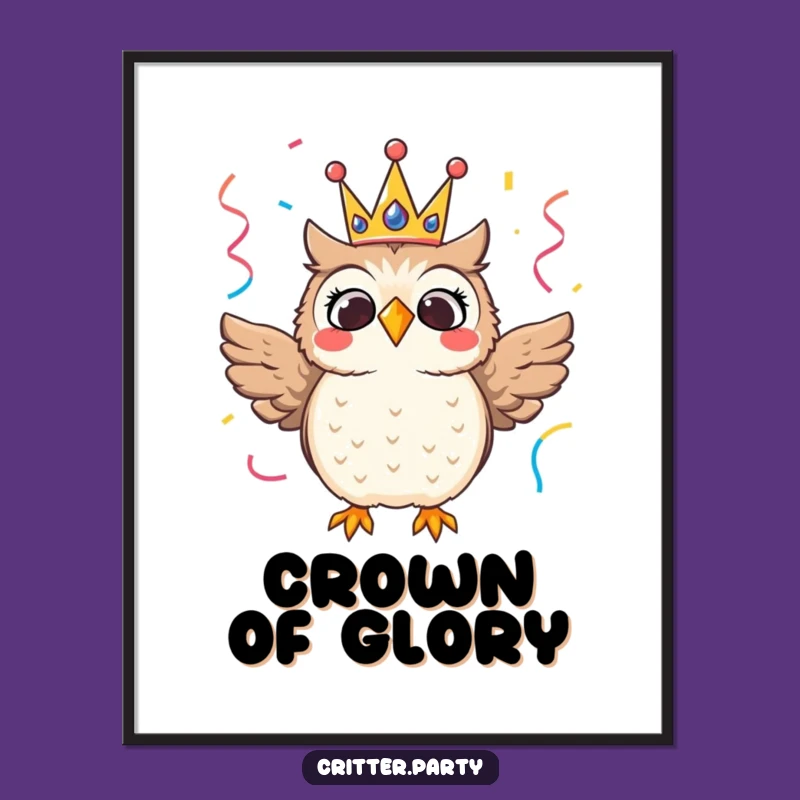 Funny Owl Crown Digital Art: Hilarious Printable for Instant Royal Decor