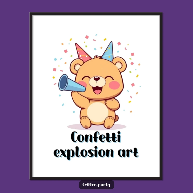 Funny Bear Confetti Digital Art: Instant Party Decor for a Joyful Atmosphere