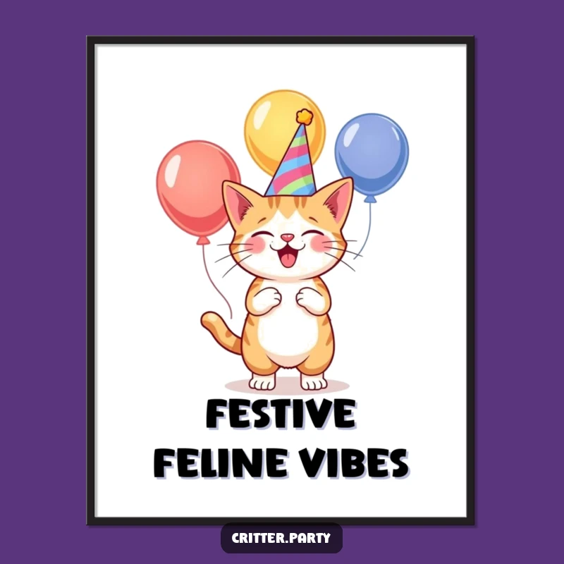 Funny Cat Party Juggler Digital Art: Instantly Add Hilarious Feline Decor