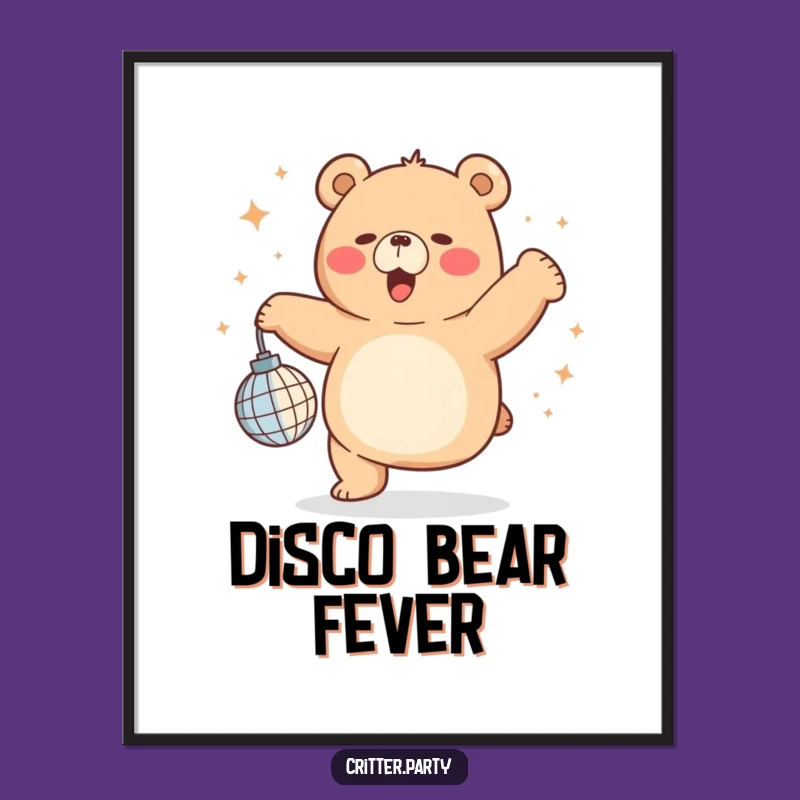 Funny Chubby Bear Disco Digital Art: Instant Dance Party Decor