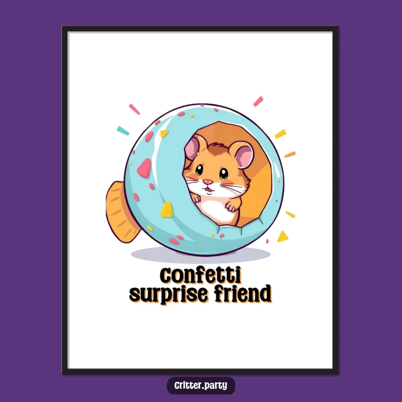Funny Hamster Party Popper Surprise Digital Print: Instant Festive Decor