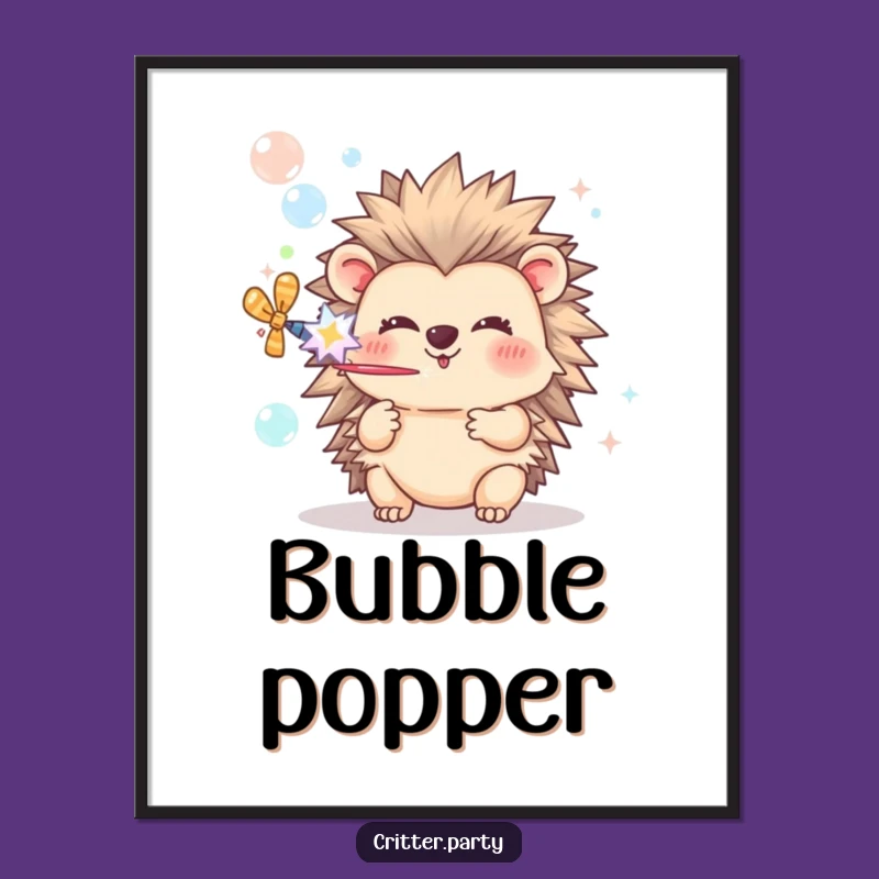 Funny Hedgehog Bubble Popper Digital Print: Instant Joy with Adorable Hedgehog Art
