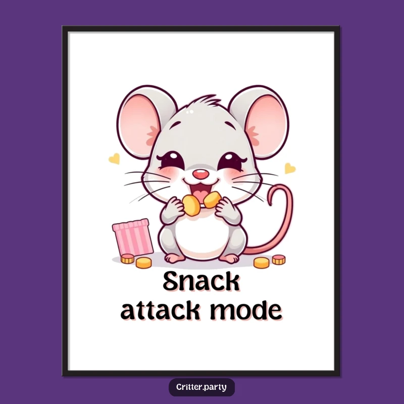 Funny Mouse Digital Art: Instant Download of Character Enjoying Snacks